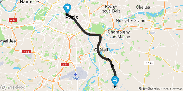 Itinéraire vers Paris
