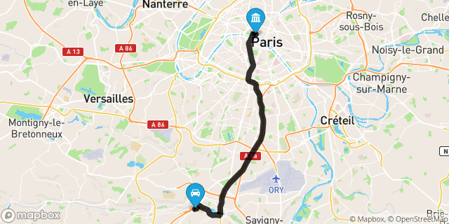 Itinéraire vers Paris