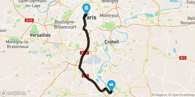 Itinéraire vers Paris