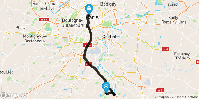 Itinéraire vers Paris