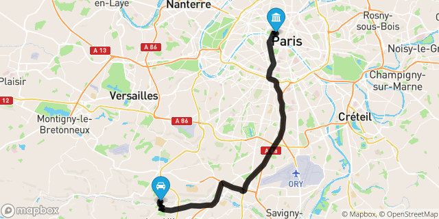 Itinéraire vers Paris