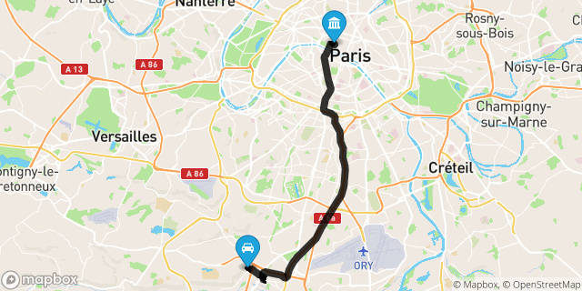 Itinéraire vers Paris