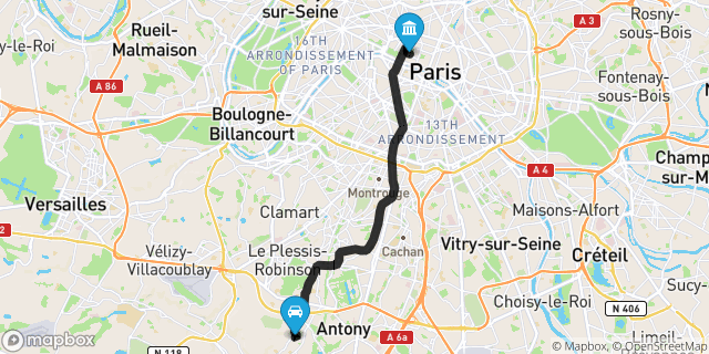Itinéraire vers Paris