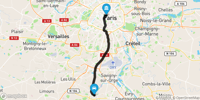 Itinéraire vers Paris