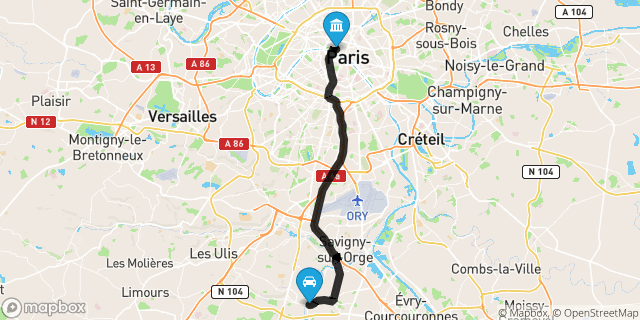 Itinéraire vers Paris