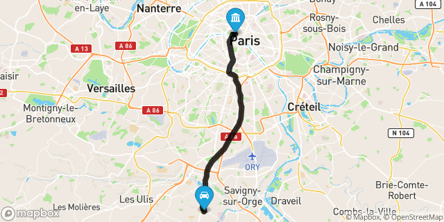 Itinéraire vers Paris