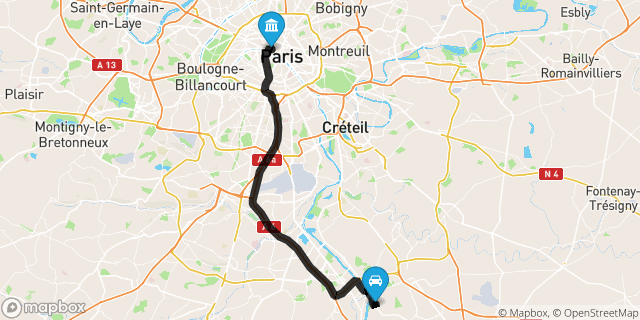 Itinéraire vers Paris