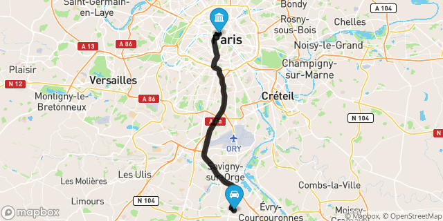 Itinéraire vers Paris