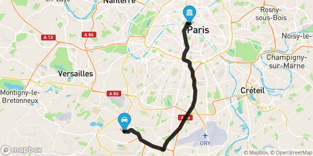 Itinéraire vers Paris