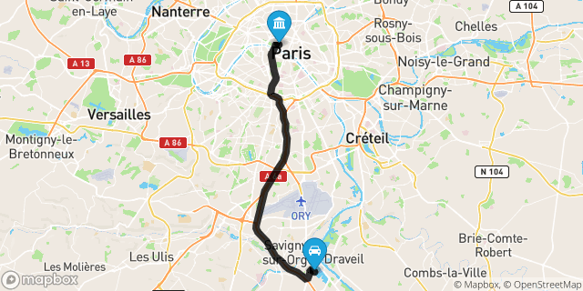 Itinéraire vers Paris