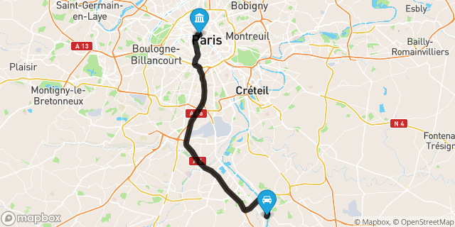 Itinéraire vers Paris