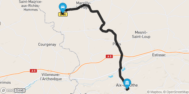Itinéraire vers Aix-en-Othe