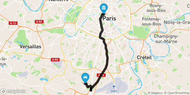Itinéraire vers Paris