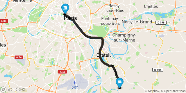 Itinéraire vers Paris