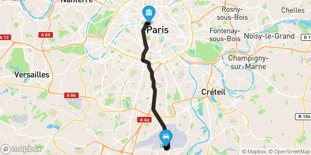 Itinéraire vers Paris