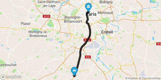 Itinéraire vers Paris