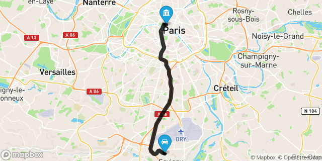 Itinéraire vers Paris