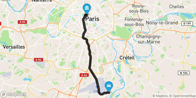 Itinéraire vers Paris