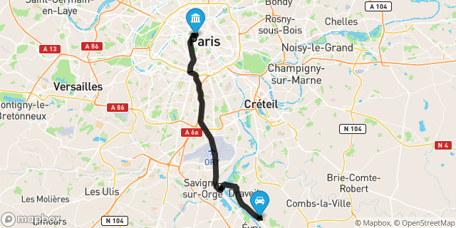 Itinéraire vers Paris