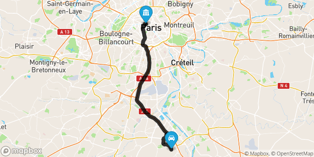Itinéraire vers Paris