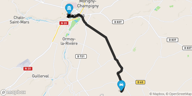 Itinéraire vers Étampes