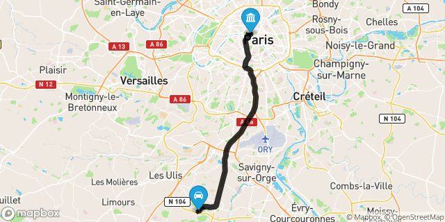 Itinéraire vers Paris