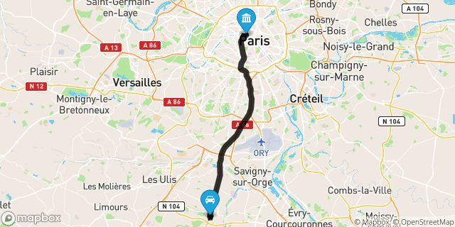 Itinéraire vers Paris