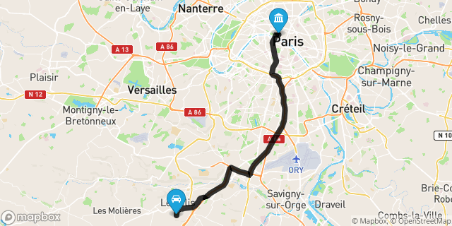 Itinéraire vers Paris