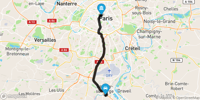 Itinéraire vers Paris