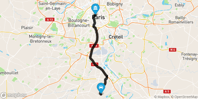 Itinéraire vers Paris