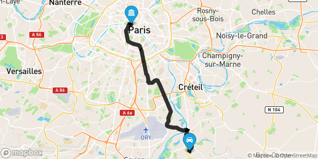 Itinéraire vers Paris