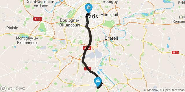 Itinéraire vers Paris