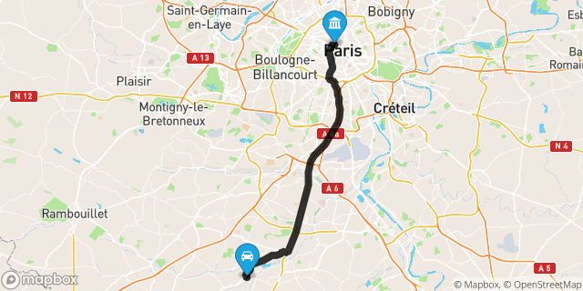 Itinéraire vers Paris