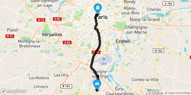 Itinéraire vers Paris