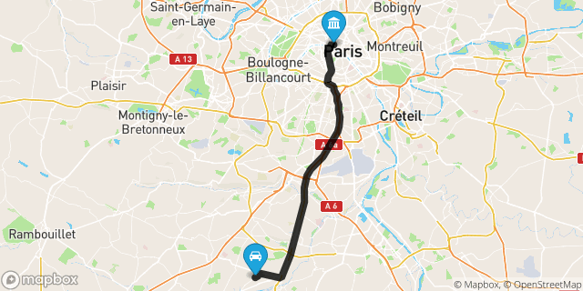 Itinéraire vers Paris