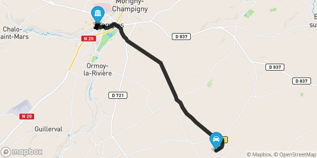 Itinéraire vers Étampes