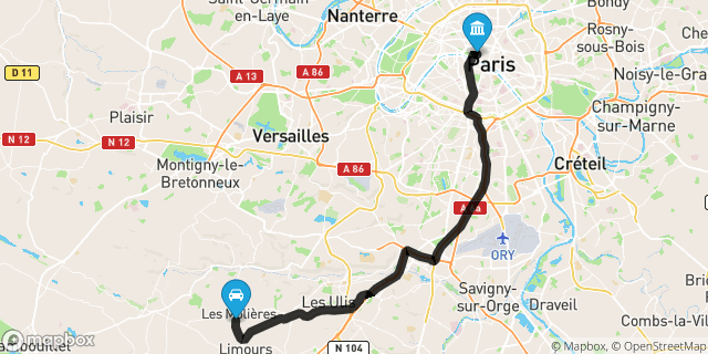 Itinéraire vers Paris