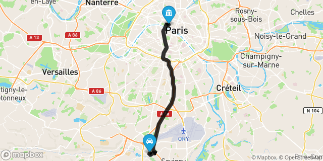 Itinéraire vers Paris