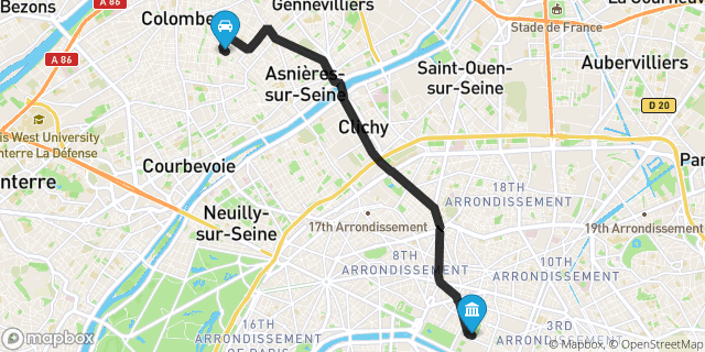 Itinéraire vers Paris