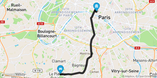 Itinéraire vers Paris