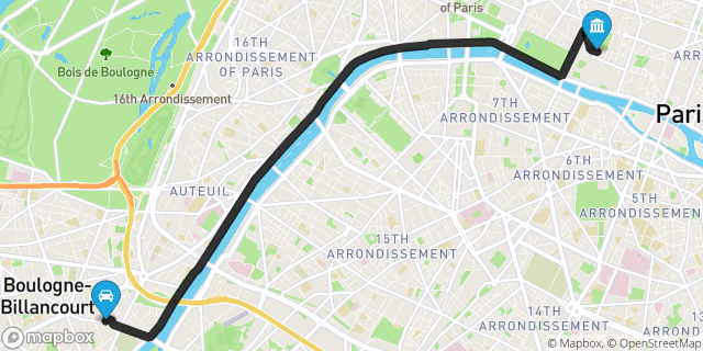 Itinéraire vers Paris