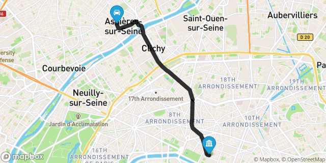 Itinéraire vers Paris