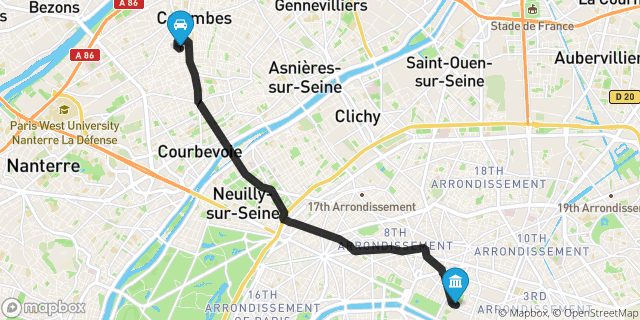 Itinéraire vers Paris