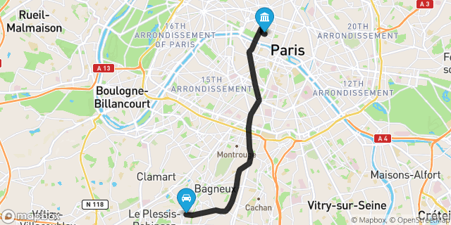 Itinéraire vers Paris