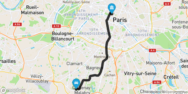 Itinéraire vers Paris