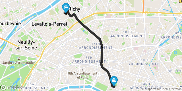 Itinéraire vers Paris