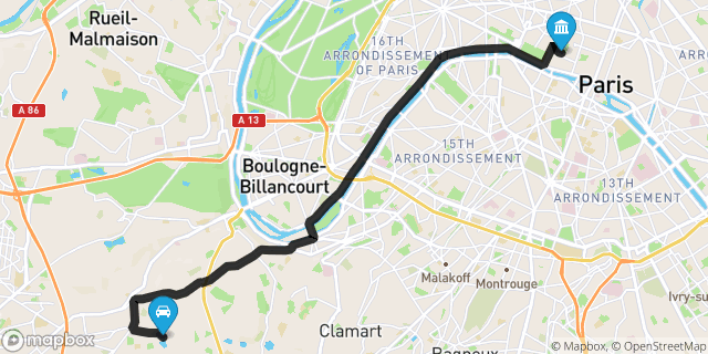 Itinéraire vers Paris