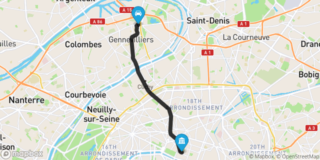 Itinéraire vers Paris