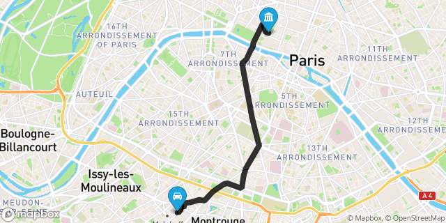 Itinéraire vers Paris