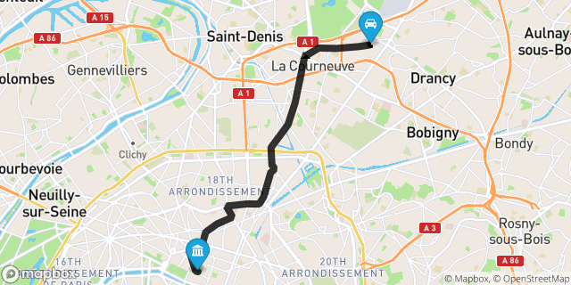 Itinéraire vers Paris